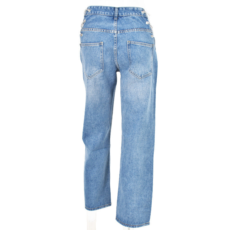Enkla Hög Midjade Jeans